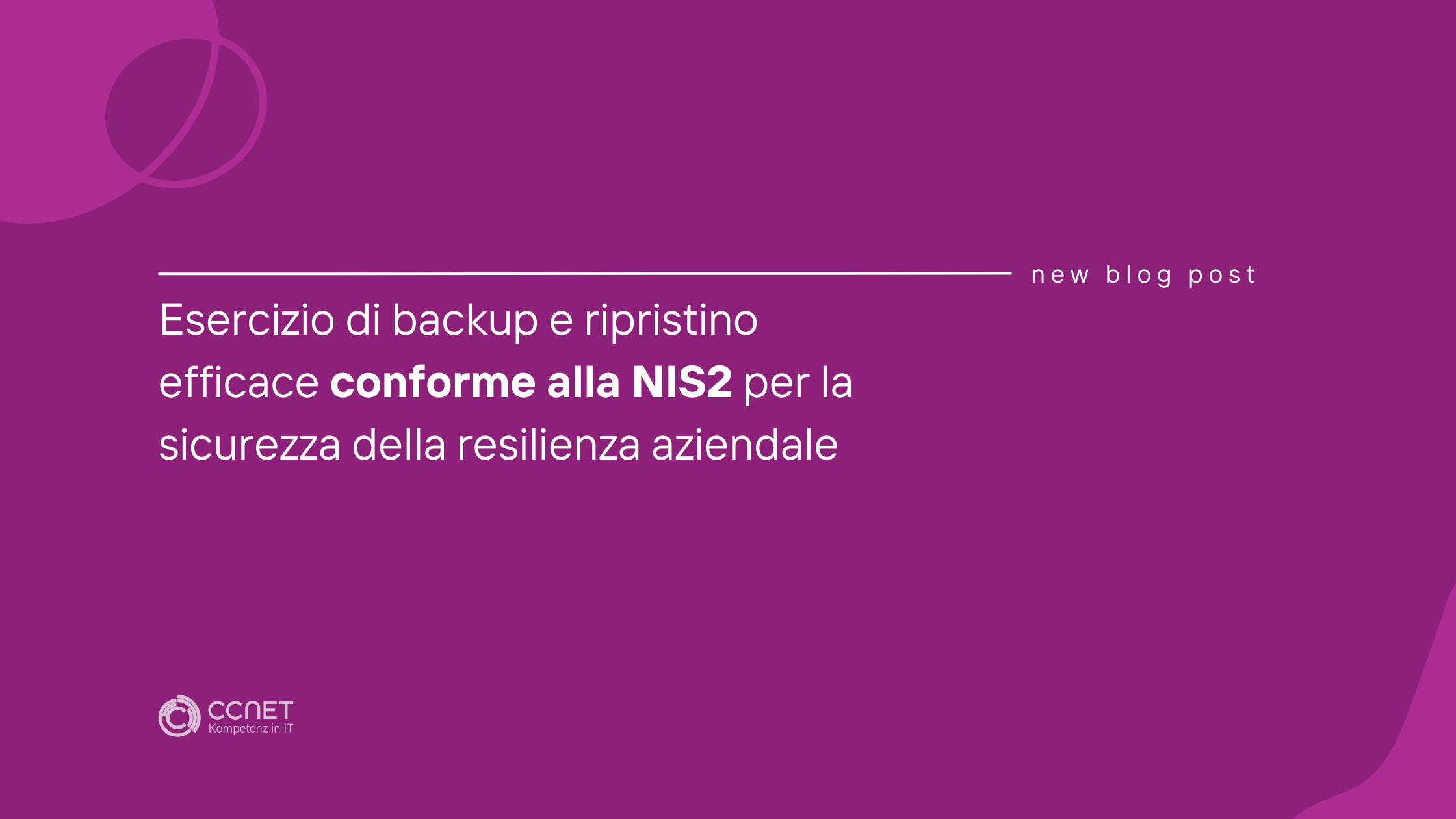 Esercizio di backup e ripristino efficace conforma alla NIS2 per la sicurezza della resilienza aziendale