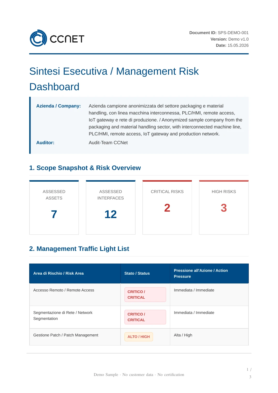 Beispielhaftes Executive Summary eines Cybersecurity Audits