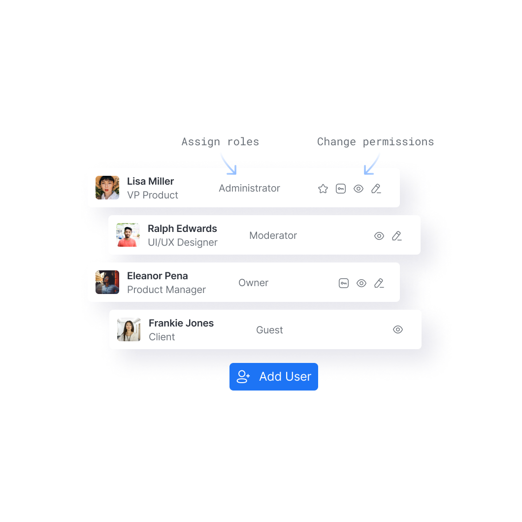 Vista di esempio di Rocket.Chat per i permessi basati sui ruoli